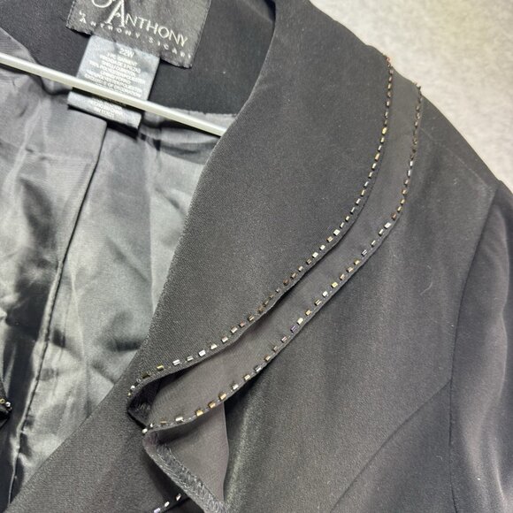 VTG St Anthony Sicari Evening Jacket Plus 22W Black Beaded Ruffles Suit Blazer - Picture 4 of 10